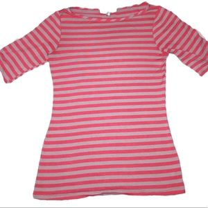 GREEN ENVELOPE coral striped top